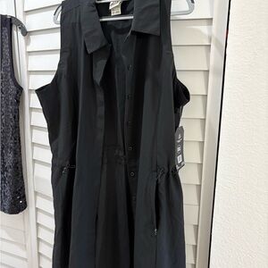 Avalanche Black Sleeveless Midi Shirt Dress